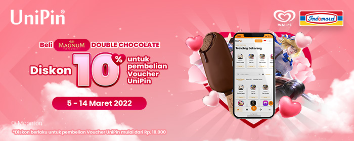 Beli Magnum Double Chocolate, Diskon 10% untuk Pembelian Voucher UniPin di Indomaret